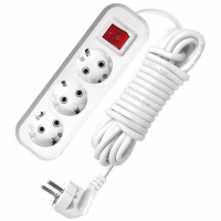 Удлинитель 3 гнезда с заземлением, евро с выключателем, Спутник  (1,8 м)