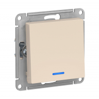 Выключатель Schneider Electric AtlasDesign 1-клавишный скрытой установки с подсветкой, без рамки, бежевый (ATN000213)