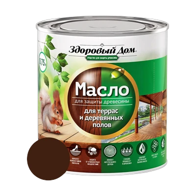 Масло для террас и деревянных полов Здоровый Дом, тик 0,75 л