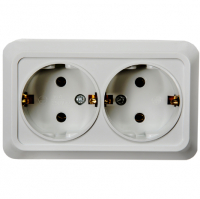 Розетка Bolleto 2-местная с заземлением открытой установки, белая