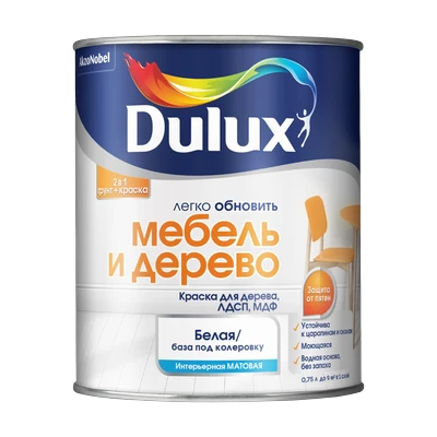 Краска Dulux Мебель и дерево матовая белая, база BW (0,75 л)