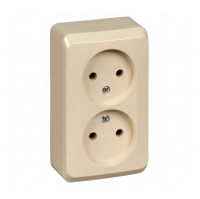 Розетка Schneider Electric Этюд 2-местная б/з открытой установки, кремовый (SCPA16-005K)