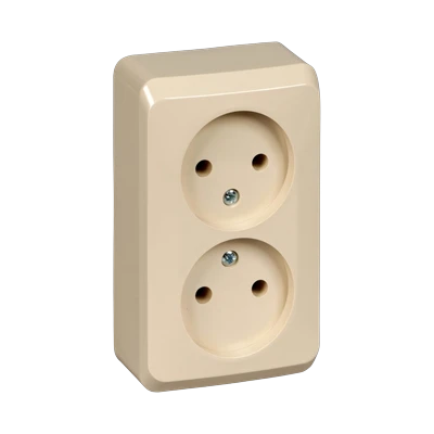 Розетка Schneider Electric Этюд 2-местная б/з открытой установки, кремовый (SCPA16-005K)
