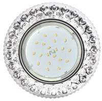 Спот Ecola H4 7009 Кристалл прозрачный/хром, с подсветкой