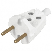 Вилка прямая 6А 250В белая (В6-001)