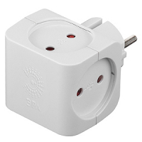 Разветвитель 4 гнезда куб, белый, Эра 