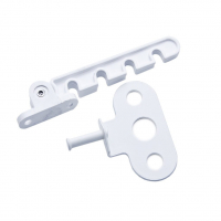 Ограничитель для пластиковых окон с металлическим держателем, белый