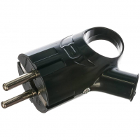 Вилка угловая с ушком 16А 250В черная, Universal