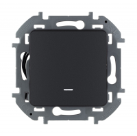 Выключатель Legrand Inspiria 1-клавишный скрытой установки с подсветкой, без рамки, антрацит (673613)