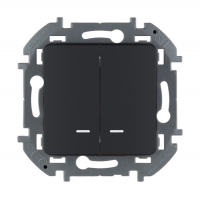 Выключатель Legrand Inspiria 2-клавишный скрытой установки с подсветкой, без рамки, антрацит (673633)