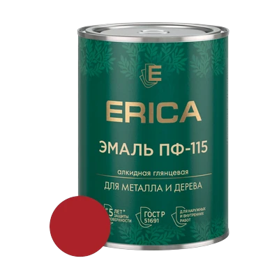Эмаль алкидная ПФ-115 Erica, красная 0,8 кг