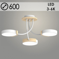 Люстра светодиодная Росток XI3202/3 WT+WOOD белый/дерево