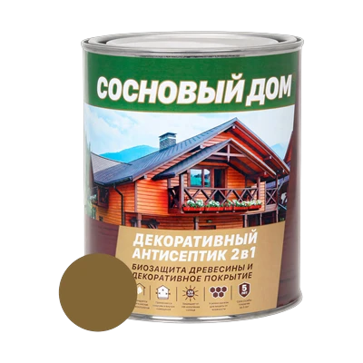 Состав декоративно-защитный Сосновый дом для древесины, ореховое дерево 0,8 л