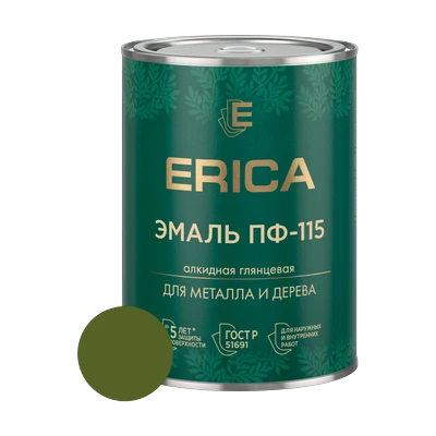 Эмаль алкидная ПФ-115 Erica, хаки 0,8 кг