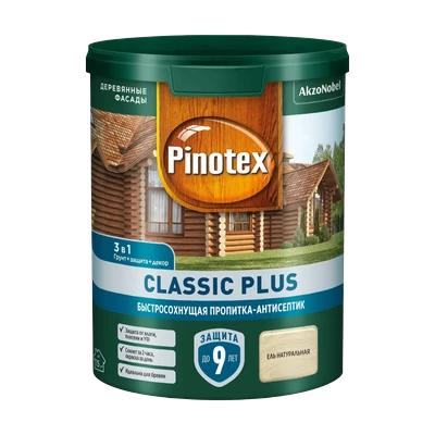 Пропитка Pinotex Classic Plus на гибридной основе полуматовая, ель натуральная 0,9 л