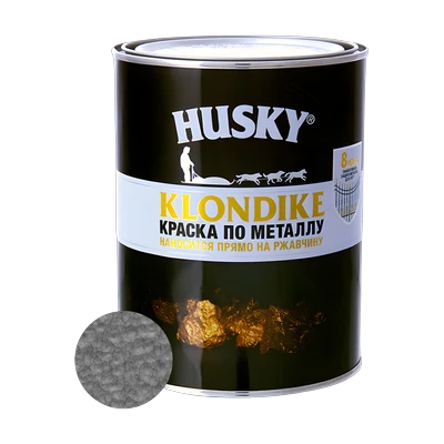 Краска по металлу Husky Klondike с молотковым эффектом, серый металлик 0,9 л