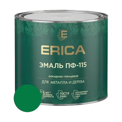 Эмаль алкидная ПФ-115 Erica, парижская зелень 1,8 кг