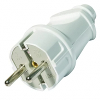 Вилка Smartbuy прямая 16А 250В с/з, белая