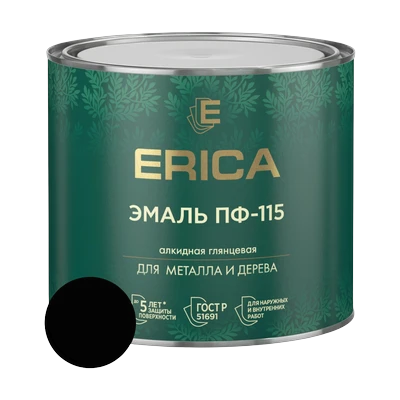 Эмаль алкидная ПФ-115 Erica, черная 1,8 кг