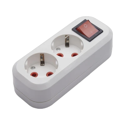 Розетка Stekker PST16-211-20 2-местная с заземлением открытой установки, с выключателем, белый