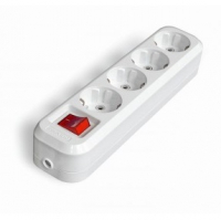 Колодка 4 гнезда с заземлением, с выключателем, белая, UNIVersal