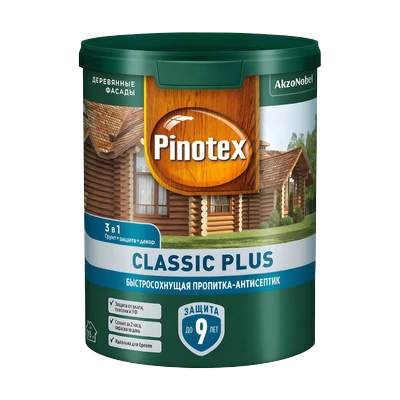Пропитка Pinotex Classic Plus на гибридной основе полуматовая, база под колеровку (0,9 л)