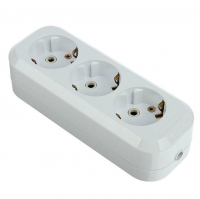 Колодка 3 гнезда с заземлением, белая, UNIVersal