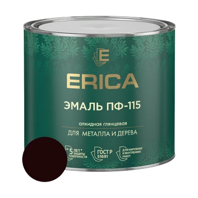 Эмаль алкидная ПФ-115 Erica, шоколадная 1,8 кг