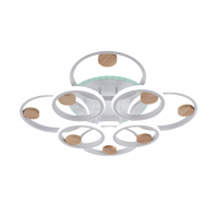 Люстра светодиодная Росток DK06342D/4+4A PR WT+WOOD белый/дерево с ПДУ