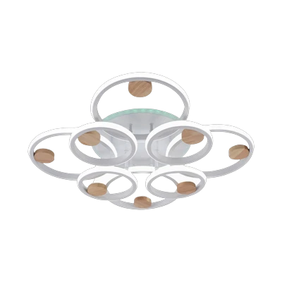 Люстра светодиодная Росток DK06342D/4+4A PR WT+WOOD белый/дерево с ПДУ