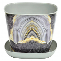 Кашпо "Мрамор" 1,3 л с поддоном, квадратное