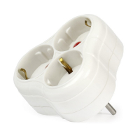 Тройник Smartbuy  16А евро, с заземлением, круглый, белый