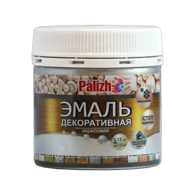 Эмаль акриловая декоративная Palizh №91, серебро 0,15 кг