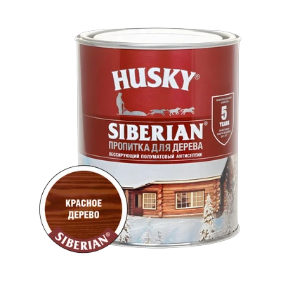 Пропитка для дерева Husky Siberian полуматовая, красное дерево (0,9 л)