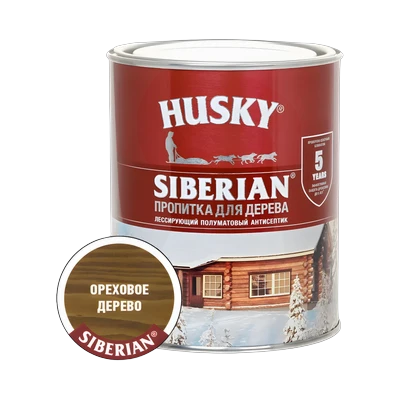 Пропитка для дерева Husky Siberian полуматовая, ореховое дерево (0,9 л)