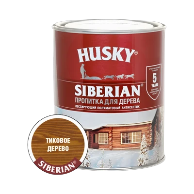 Пропитка для дерева Husky Siberian полуматовая, тиковое дерево (0,9 л)