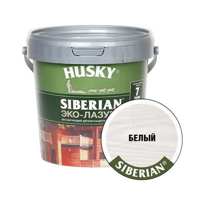 Эко-лазурь для дерева Husky Siberian полуматовая, белая (0,9 л)