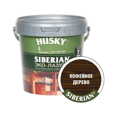 Эко-лазурь для дерева Husky Siberian полуматовая, кофейное дерево (0,9 л)