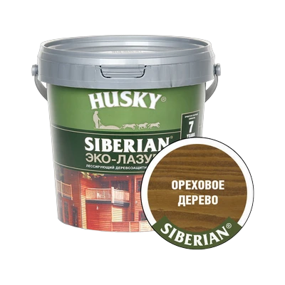 Эко-лазурь для дерева Husky Siberian полуматовая, ореховое дерево (0,9 л)