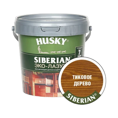 Эко-лазурь для дерева Husky Siberian полуматовая, тиковое дерево (0,9 л)