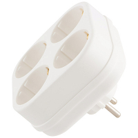 Разветвитель Toker 4 гнезда 16А Т-образный белый (земля)