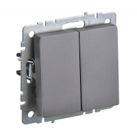 Выключатель IEK Brite 2-клавишный скрытой установки, без рамки, сталь (BR-V20-0-10-K46)