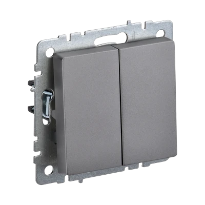 Выключатель IEK Brite 2-клавишный скрытой установки, без рамки, сталь (BR-V20-0-10-K46)
