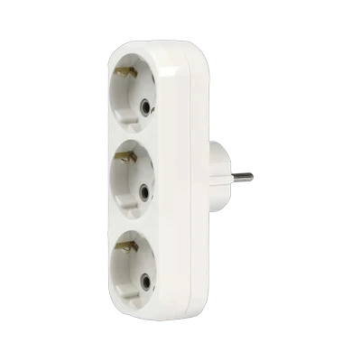 Тройник Smartbuy 3L3 16А линейный, евро, с заземлением, белый