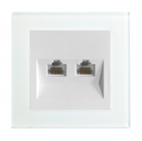 Розетка Stekker Катрин RJ45 2-местная скрытой установки с рамкой, белая (GLS00-7006-01)
