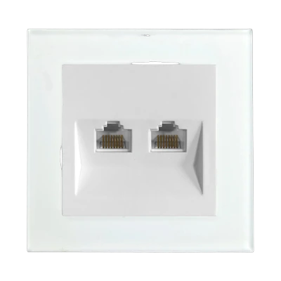 Розетка Stekker Катрин RJ45 2-местная скрытой установки с рамкой, белая (GLS00-7006-01)