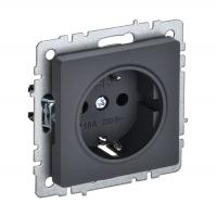 Розетка IEK Brite 1-местная с/з скрытой установки без рамки, графит (BR-R11-16-K53)