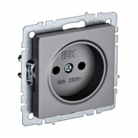 Розетка IEK Brite 1-местная б/з скрытой установки без рамки, сталь (BR-R10-10-K46)