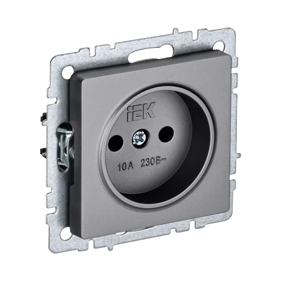 Розетка IEK Brite 1-местная б/з скрытой установки без рамки, сталь (BR-R10-10-K46)