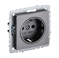 Розетка IEK Brite 1-местная с/з скрытой установки без рамки, сталь (BR-R11-16-K46)